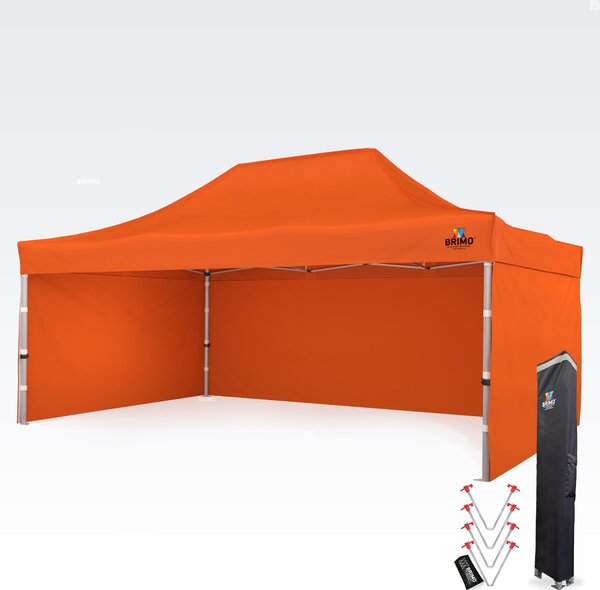 Reklamni šator 4x6 m Premium (Alu) s 3 stranice – Brzo postavljiv - sa 3 zida - Narančasta
