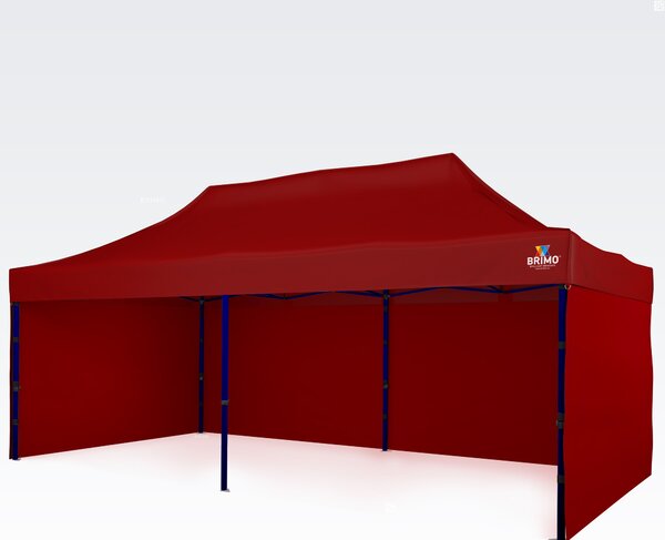 Vrtni paviljon 3×6 m – sklopivi s 3 stranama - sa 3 zida - Crvena