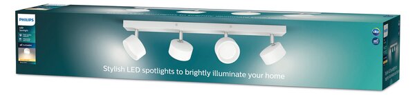 Philips Bracia LED stropni reflektor, četiri žarulje, bijela, Bijela, Dnevni boravak/blagovaonica, Metal