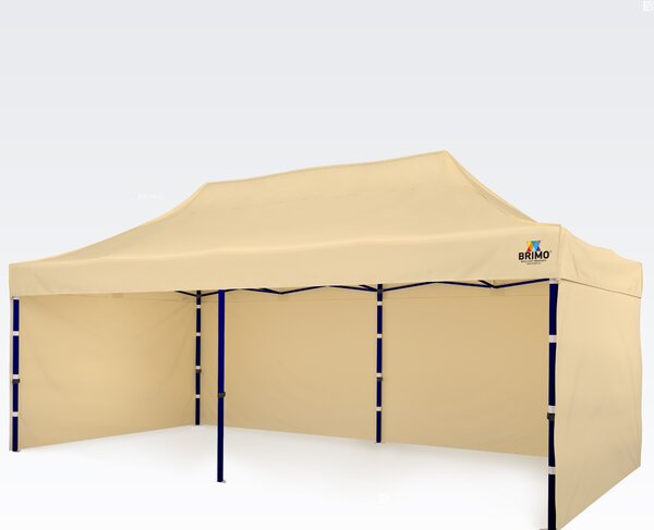 Vrtni paviljon 3×6 m – sklopivi s 3 stranama - sa 3 zida - Bež