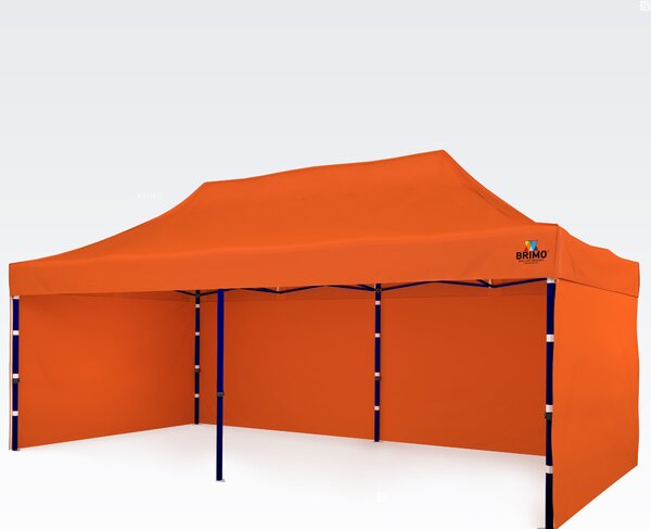 Vrtni paviljon 3×6 m – sklopivi s 3 stranama - sa 3 zida - Narančasta
