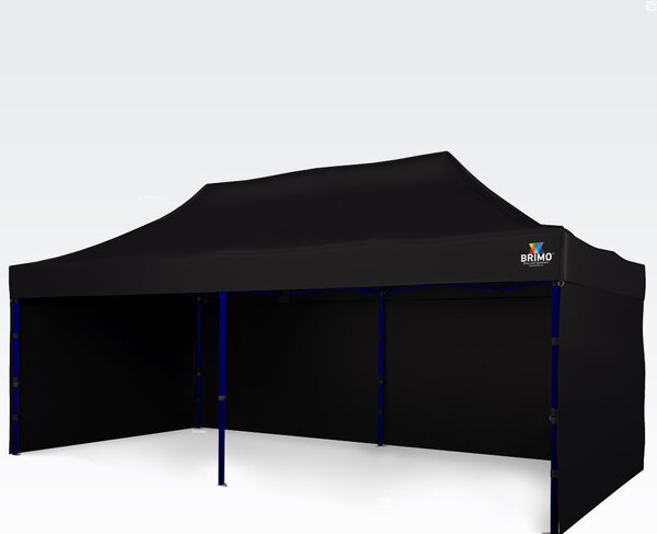 Vrtni paviljon 3×6 m – sklopivi s 3 stranama - sa 3 zida - Crno