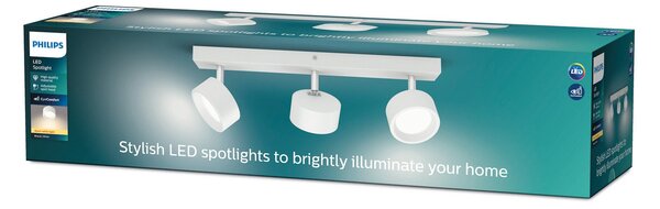 Philips Bracia LED stropni reflektor, tri žarulje, bijela, Bijela, Dnevni boravak/blagovaonica, Metal