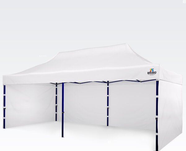 Vrtni paviljon 3×6 m – sklopivi s 3 stranama - sa 3 zida - Bijela