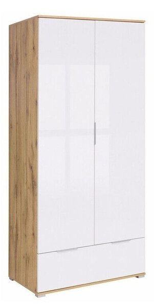 Ormar Boston AL111Wotan hrast, Sjajno bijela, 195x91x57cm, Porte guardarobaVrata ormari: Klasična vrata