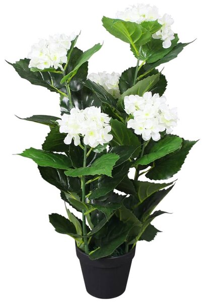 VidaXL Umjetna Hortenzija s Posudom 60 cm Bijela