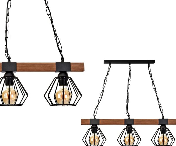 Lampa viseća ULF BLACK/WOOD 3xE27