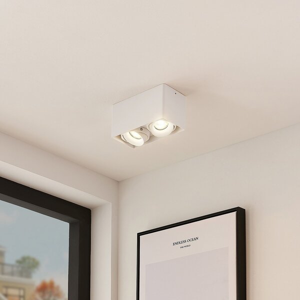 Arcchio Downlight Kubika, 19 cm, bijela, 2 žarulje, metal, prigušiva, Bijela, Područje hodnika, Metal