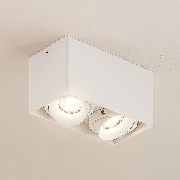 Arcchio Downlight Kubika, 19 cm, bijela, 2 žarulje, metal, prigušiva, Bijela, Područje hodnika, Metal