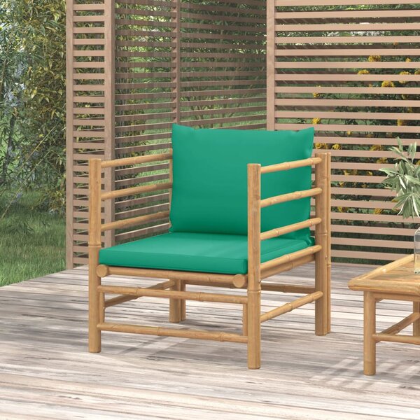 VidaXL Vrtna sofa od bambusa sa zelenim jastucima