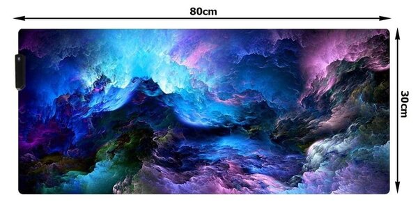 Osvijetljena XL LED RGB računalna obloga za miša i 80x30cm kozmos