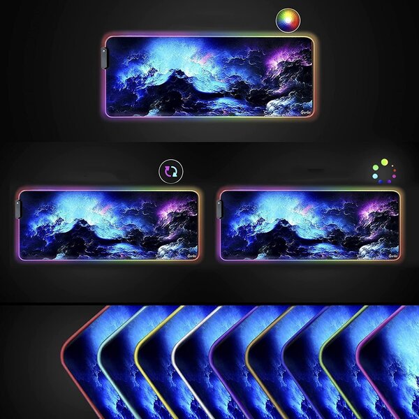 Osvijetljena XL LED RGB računalna obloga za miša i 80x30cm kozmos