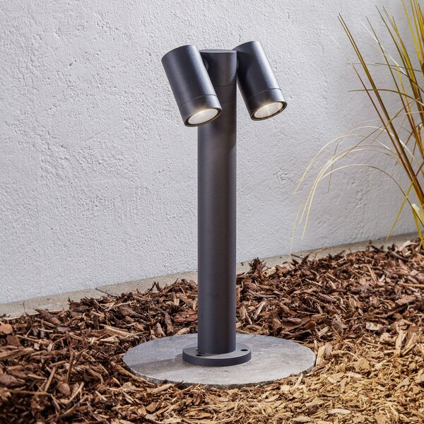 PRIOS Podna lampa Prios Tulimar, 2 svjetla, 45 cm, antracit, IP65, prigušiva, Crno, Metal