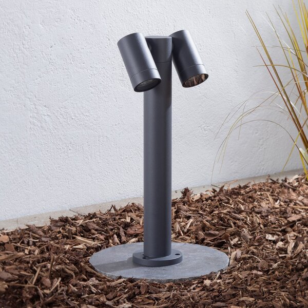 PRIOS Podna lampa Prios Tulimar, 2 svjetla, 45 cm, antracit, IP65, prigušiva, Crno, Metal
