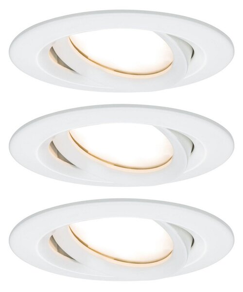 Paulmann Nova Plus Coin LED reflektor, set od 3 komada, okrugli, bijeli, 2.700, prigušiva, Bijela, Područje hodnika, Metal, Okrugla ugradna svjetla