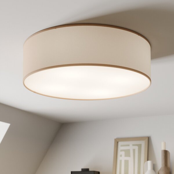 TK Lighting Rondo stropno svjetlo, bež, metal, Ø 45 cm, E27, prigušiva, Bež, spavaća soba, Tkanina / tekstil