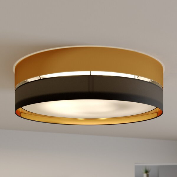 TK Lighting Stropna svjetiljka Hilton, crno/zlatna, Ø 60 cm, prigušiva, Crno, Dnevni boravak/blagovaonica, Metal