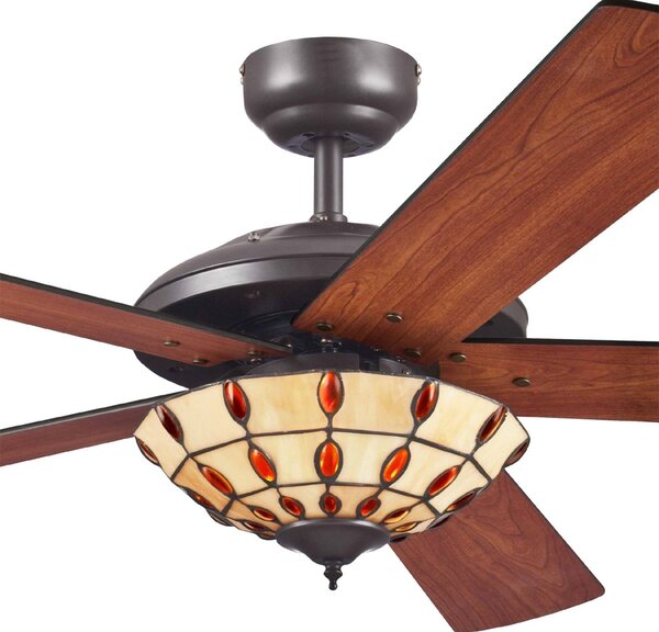 Westinghouse Comet T – ventilator s Tiffany lampom, Drvo, Dnevni boravak/blagovaonica, Drvo