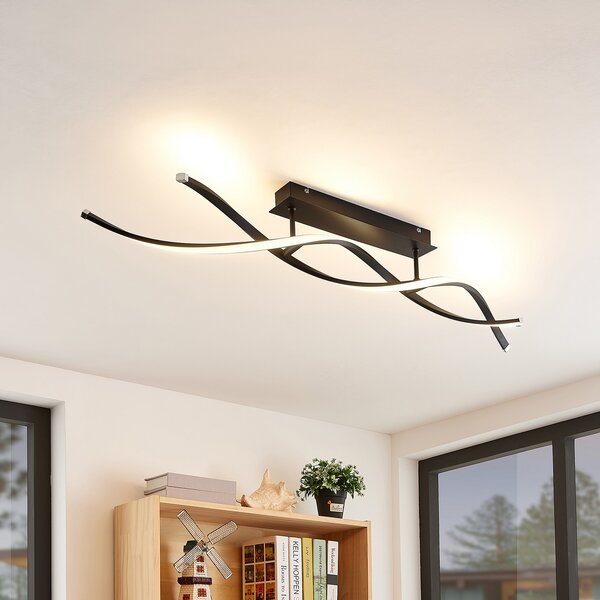 Lindby Welina LED stropno svjetlo, prigušivo, prigušiva, Crno, Dnevni boravak/blagovaonica, Metal