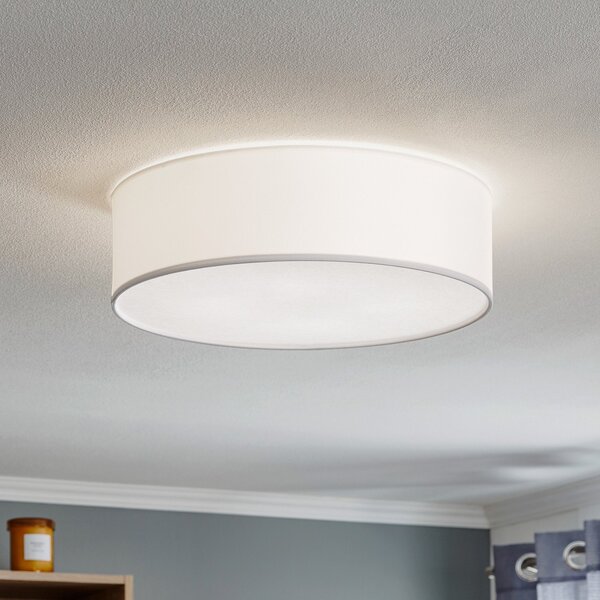 TK Lighting Stropna svjetiljka Rondo, bijela Ø 45 cm, prigušiva, Bijela, spavaća soba, Tkanina / tekstil