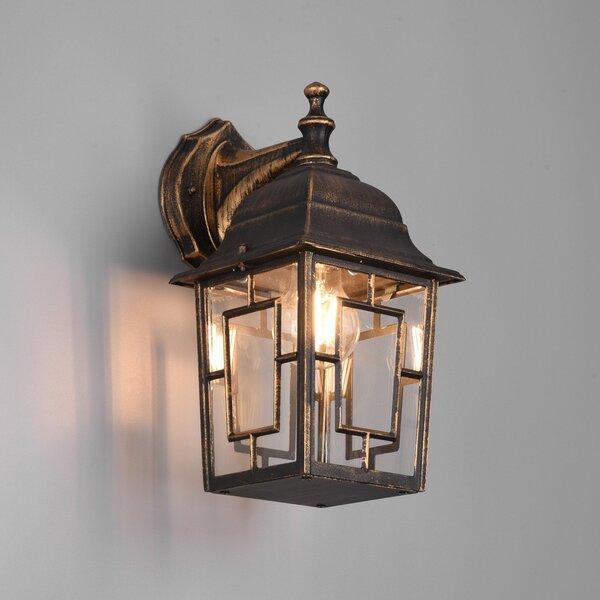 Trio Lighting Vanjska zidna svjetiljka Volturno, utičnica dolje, boja antičke hrđe, prigušiva, Smeđa / hrđa, Aluminij