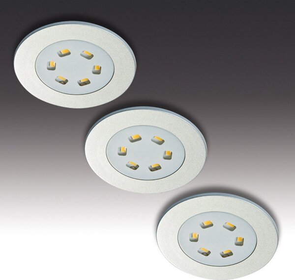 Hera Set od 3 LED ugradbene svjetiljke R 55, Metalik, Kuhinja, Metal, Okrugla ugradna svjetla