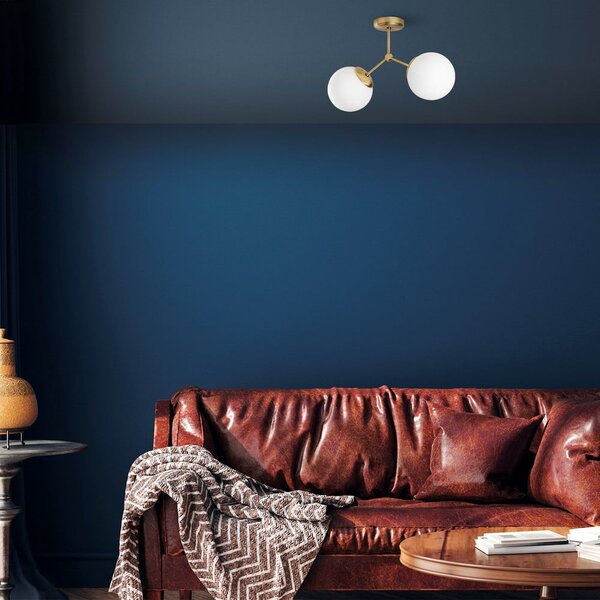 Bijela/mjedena stropna svjetiljka sa staklenim sjenilom 15x44 cm Damar – Opviq lights