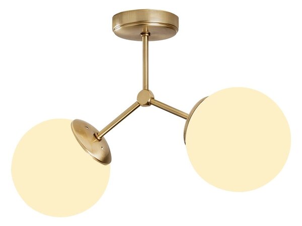 Bijela/mjedena stropna svjetiljka sa staklenim sjenilom 15x44 cm Damar – Opviq lights