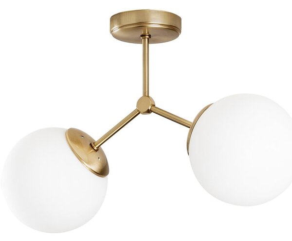 Bijela/mjedena stropna svjetiljka sa staklenim sjenilom 15x44 cm Damar – Opviq lights