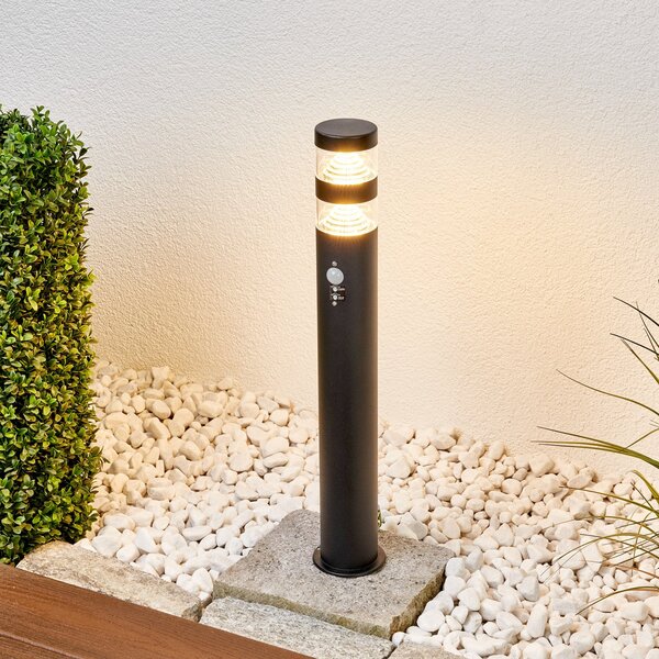 Lindby LED putna svjetiljka Lanea, 60 cm, crna, senzor, IP44, Crno, Nehrđajući čelik