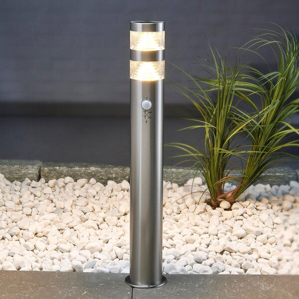 Lindby LED putna svjetiljka Lanea, 60 cm, siva, senzor, IP44, Metalik, Nehrđajući čelik