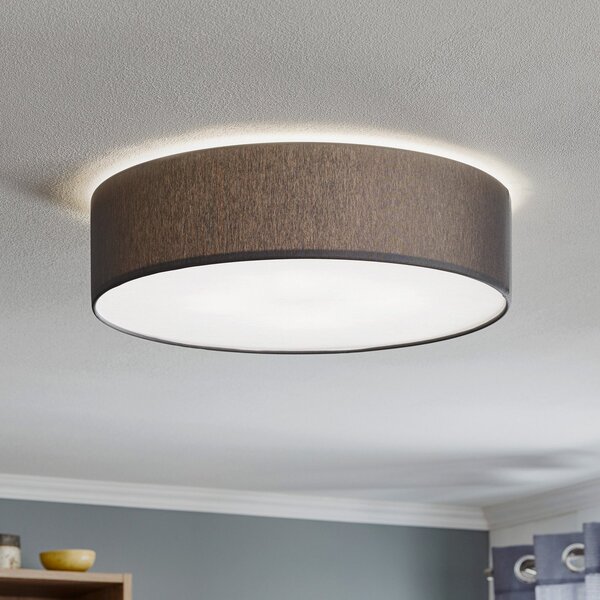 TK Lighting Stropna svjetiljka Rondo, siva Ø 45 cm, prigušiva, Sivo, spavaća soba, Tkanina / tekstil