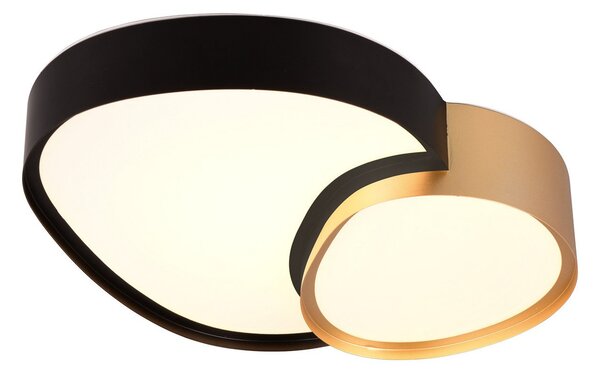 Trio Lighting Stropna LED svjetiljka Rise, crno-zlatna, 43 x 36 cm, CCT, prigušiva, prigušiva, Crno, Dnevni boravak/blagovaonica, Metal