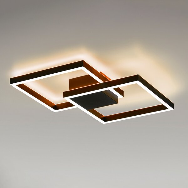 Q-Smart-Home Paul Neuhaus Q-MARKO LED stropno svjetlo, 2 žarulje, četvrtasto, prigušiva, Crno, Dnevni boravak/blagovaonica, Metal