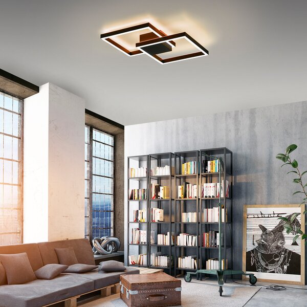 Q-Smart-Home Paul Neuhaus Q-MARKO LED stropno svjetlo, 2 žarulje, četvrtasto, prigušiva, Crno, Dnevni boravak/blagovaonica, Metal