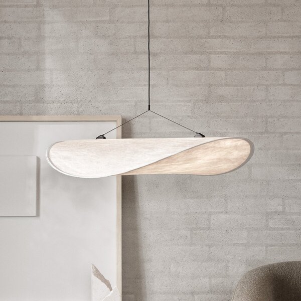 New Works Tense LED viseća svjetiljka, Ø 70 cm, bijela, prigušiva, Bijela, Dnevni boravak/blagovaonica, Plastika