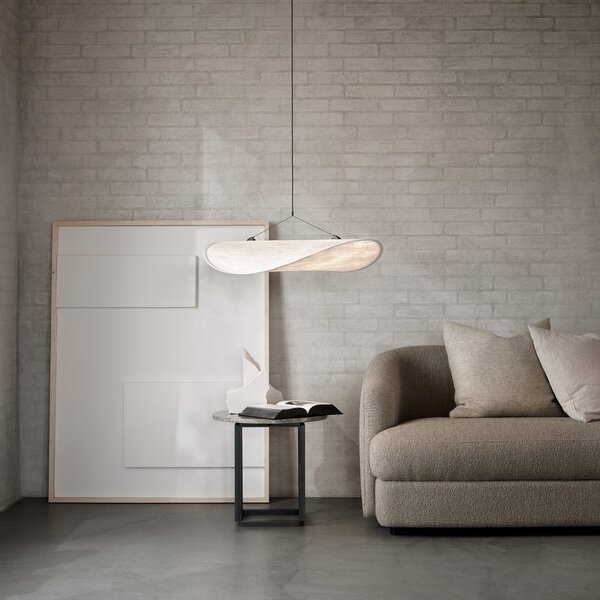 New Works Tense LED viseća svjetiljka, Ø 70 cm, bijela, prigušiva, Bijela, Dnevni boravak/blagovaonica, Plastika