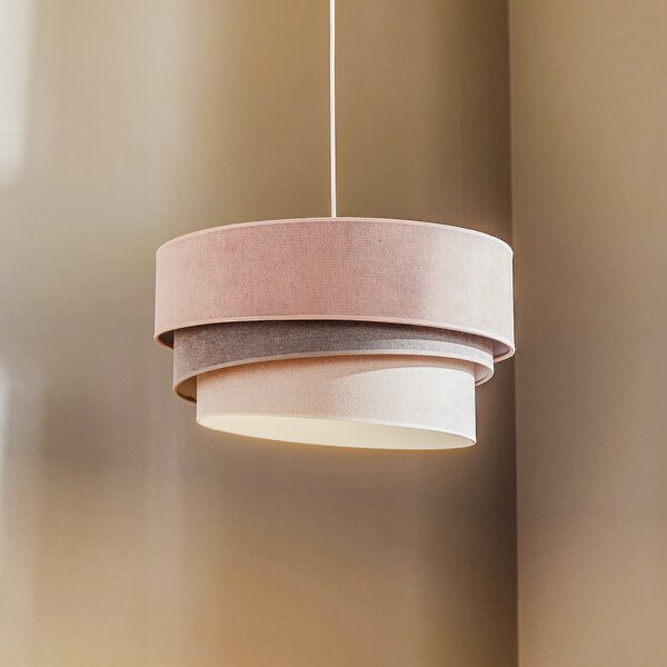Duolla Pastel Trio viseća lampa svijetlo ružičasta/siva/svijetlosiva, prigušiva, Ružičasta ruža, Dnevni boravak/blagovaonica, Tkanina / tekstil