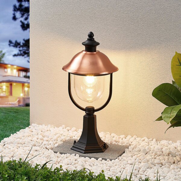 Lindby Podna lampa Clint, 53 cm, metal, otporna na morsku vodu, E27, prigušiva, Bakar, Aluminij, fenjer