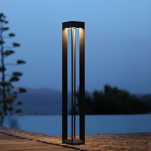 Les Jardins Borne LED solarno svjetlo sa senzorom, 90 cm, sivo, prigušiva, Sivo, Metal, Vanjski stupići/staze