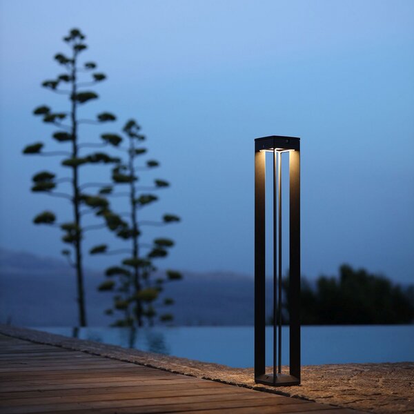 Les Jardins Borne LED solarno svjetlo sa senzorom, 90 cm, sivo, prigušiva, Sivo, Metal, Vanjski stupići/staze