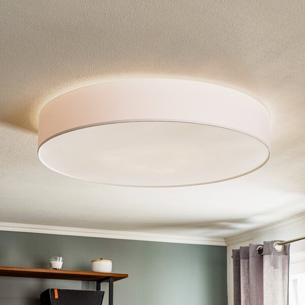 TK Lighting Stropna svjetiljka Rondo, bijela Ø 80 cm, prigušiva, Bijela, spavaća soba, Tkanina / tekstil