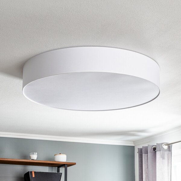 TK Lighting Stropna svjetiljka Rondo, bijela Ø 80 cm, prigušiva, Bijela, spavaća soba, Tkanina / tekstil