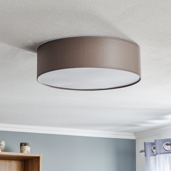 TK Lighting Stropna svjetiljka Rondo, smeđa, Ø 45 cm, prigušiva, Smeđa / hrđa, spavaća soba, Tkanina / tekstil