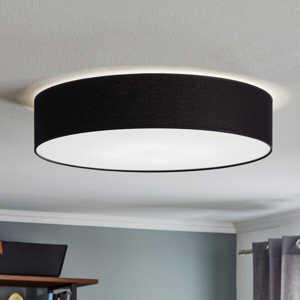 TK Lighting Stropna svjetiljka Rondo, tamno siva Ø 60 cm, prigušiva, Crno, spavaća soba, Tkanina / tekstil