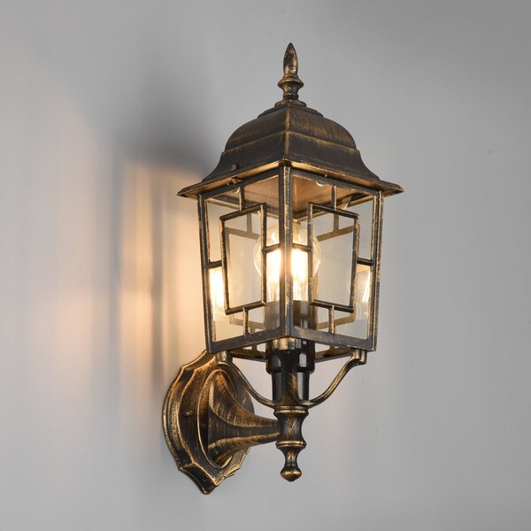 Trio Lighting Vanjska zidna svjetiljka Volturno, utičnica na vrhu, boja antičke hrđe, prigušiva, Smeđa / hrđa, Aluminij