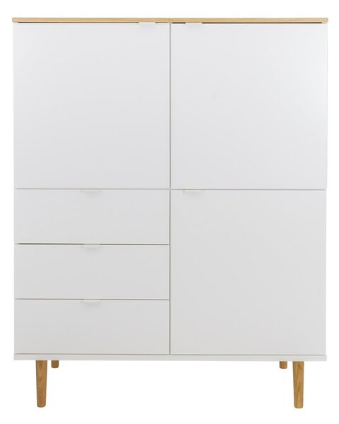 Bijela/u prirodnoj boji visoka komoda u dekoru hrasta 109x137 cm Skagen – Tenzo