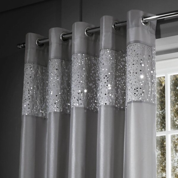Sive zavjese u setu 2 kom od mikrosatena 168x137 cm Glitzy Sequin – Catherine Lansfield