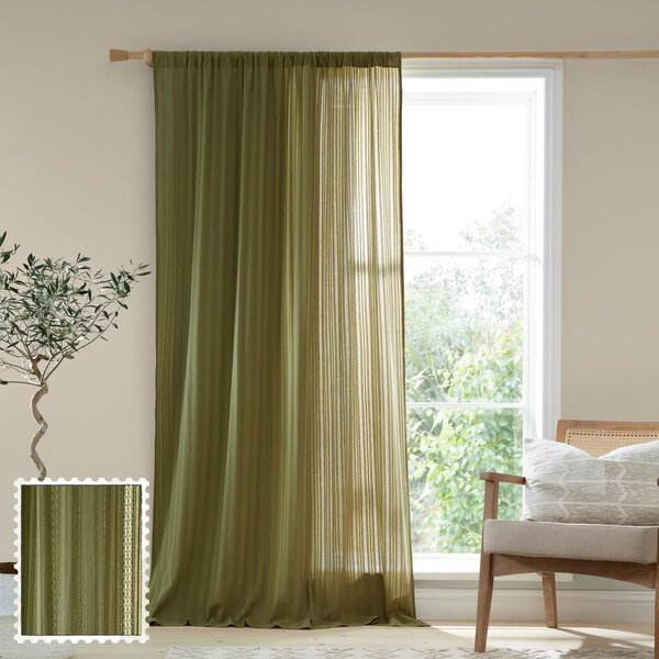 Kaki zelena prozirna zavjesa 140x183 cm Zofia Broderie Anglaise – Pineapple Elephant