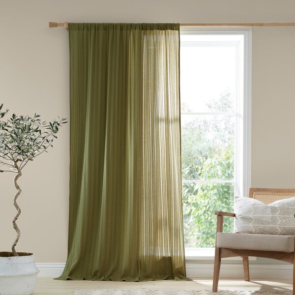 Kaki zelena prozirna zavjesa 140x183 cm Zofia Broderie Anglaise – Pineapple Elephant